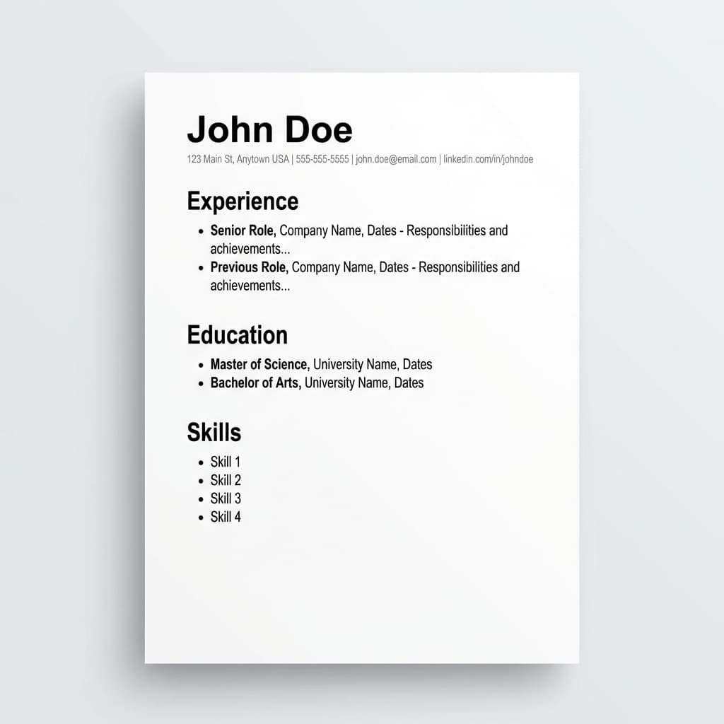 Modern resume template to create CV online - clean design for tech and creative roles